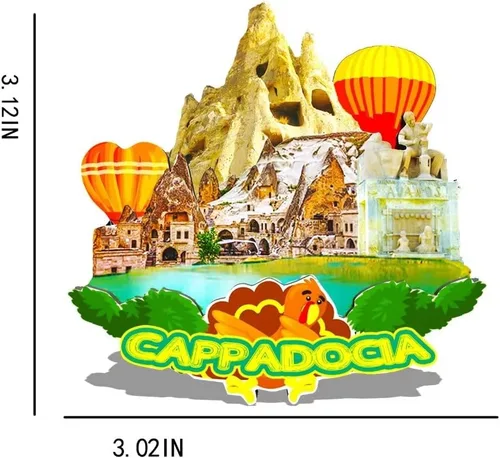 Miniatura 3 de Imán de Capadocia de Turquía para nevera de madera 3D, monumentos de viaje, coleccionables, recuerdos, decoración hecha a mano -322