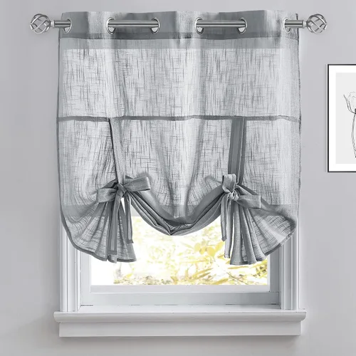 Miniatura 10 de Pony Dance Cortinas de ventana de baño, pantalla con lazo para dormitorio, filtro de luz, semitransparente, cortinas romanas elegantes para Blanco