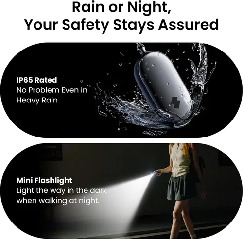 Miniatura 5 de Alarma de seguridad personal de 130 dB para mujeres con aplicación Apple Find My, sirena extra fuerte y luz estroboscópica, llavero de autodefensa