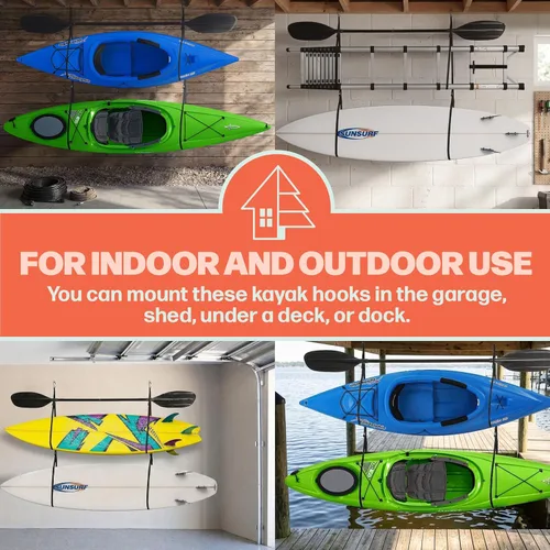 Miniatura 8 de Kayak Rack -Capacity Wall or Ceiling Storage Straps for Surfboards, Paddleboards, SUP, or Canoe - Adjustable Kayak Hanger by RAD Sportz