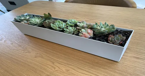 Miniatura 4 de Maceta moderna de canal de metal - Maceta rectangular para suculentas - Macetas para alféizar de 32" - Decorativa para interior/exterior, mesa