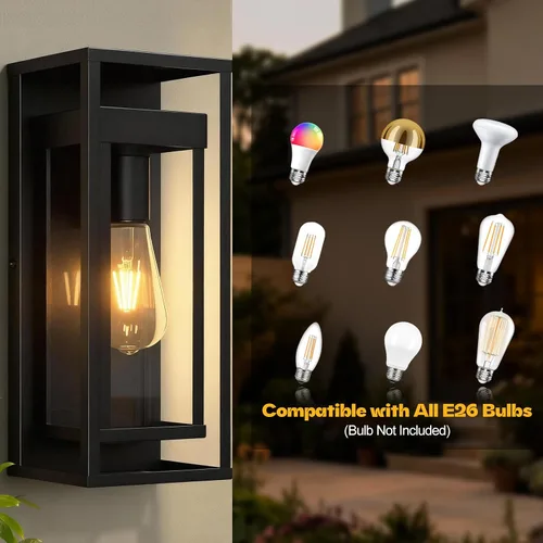 Miniatura 4 de Aplique de pared al aire libre de 15 pulgadas, moderno accesorio de iluminación exterior impermeable, farol exterior grande montado en la pared