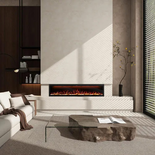 Miniatura 3 de Clihome Calentador eléctrico de chimenea de 74 pulgadas con chimenea LED Wi-Fi para montaje en pared/chimenea eléctrica empotrada con cristales