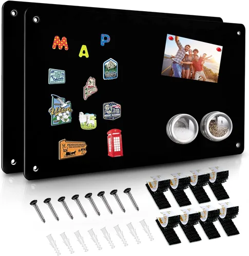 Miniatura 13 de Pizarra magnética negra, tablero de anuncios magnético de 17.5" x 11.4" para mostrar notas magnéticas, poesía, fotos, adecuado para pared