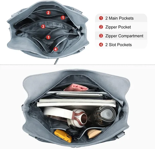 Miniatura 39 de Bolso Hobo oculto para mujer, de piel sintética, bolso cruzado de hombro, bolsa grande con funda desmontable