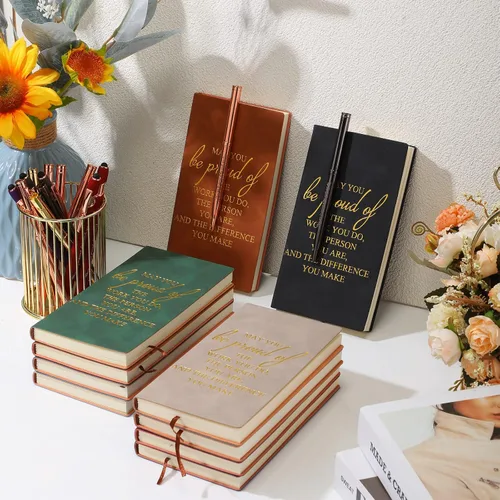 Miniatura 6 de Ireer 10 juegos de cuadernos de cuero sintético A6 con bolígrafos, regalo inspirador de agradecimiento para compañeros de trabajo, equipo, profesor