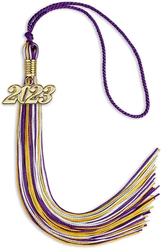 Miniatura 29 de Endea Graduation Borla mixta de triple color con gota de fecha dorada (negro/dorado/blanco, 2021)