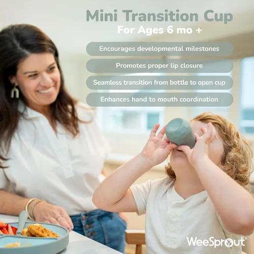 Miniatura 4 de WeeSprout Vasos de entrenamiento de silicona para bebés, juego de 2 vasos de silicona suave, taza abierta de 2 onzas para bebés de más de 6 meses