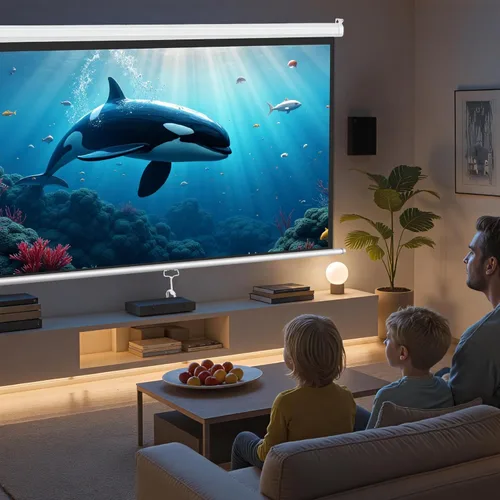 Miniatura 6 de ZENY Pantalla de Proyector Retractable de 100 Pulgadas 16:9 HD Pantalla de Proyección Plegable Cine en Casa Portátil Pantalla de Película para Blanco