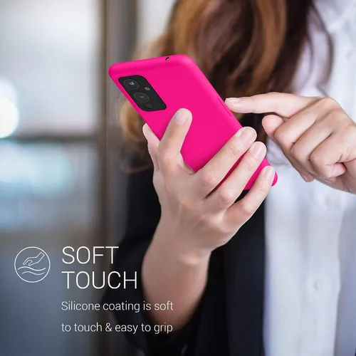 Miniatura 4 de kwmobile Funda compatible con OnePlus 9 (versión EU/NA) - Funda de silicona TPU con acabado suave - Rosa neón