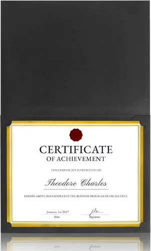 Miniatura 7 de GNL Soportes para certificados - 10 paquetes de soportes para diplomas negros, cubiertas para certificados con borde de lámina dorada, para papel