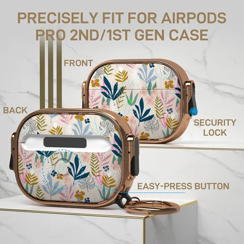 Miniatura 4 de Maxjoy Funda para AirPods Pro de 2ª/1ª Generación con Cerradura, Linda Funda con Cerradura para AirPods Pro 2 Protectora Rígida Cubierta para AirPod