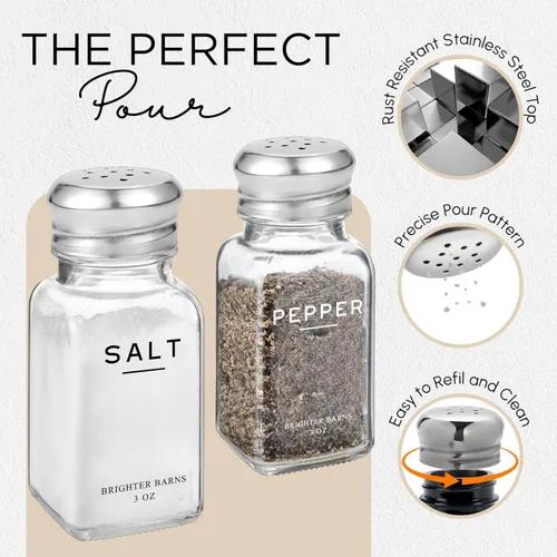 Miniatura 4 de Brighter Barns - Juego de saleros y pimenteros de cristal con soporte, decoración moderna de cocina, accesorio de encimera de mesa de comedor