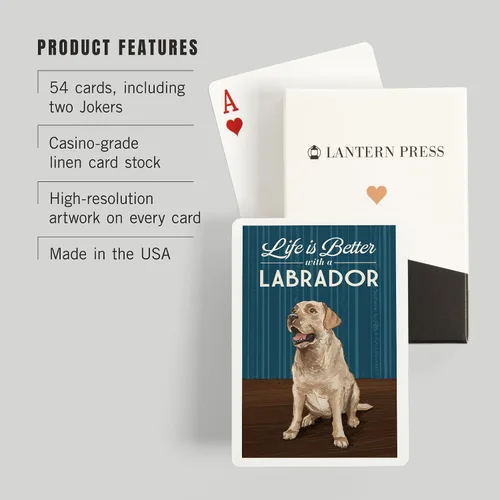 Miniatura 3 de Lantern Press Yellow Lab, Life is Better (52 cartas de juego, baraja de cartas de tamaño póquer con comodines)