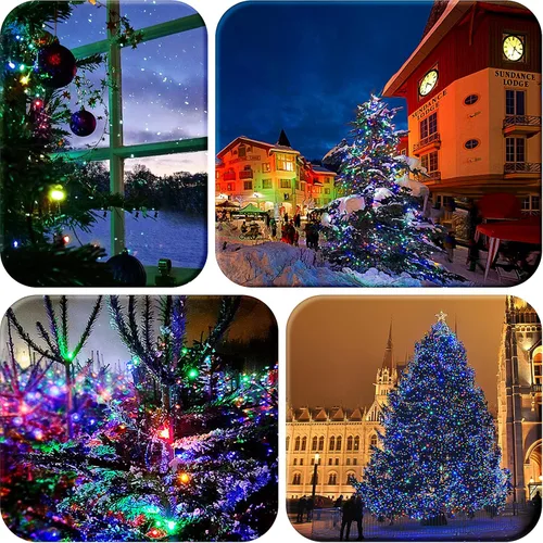 Miniatura 2 de ASENEK Tira de luces LED de Navidad, 33 pies, 100 luces LED para exteriores con temporizador y 8 modos, 3AA funciona con pilas, impermeable