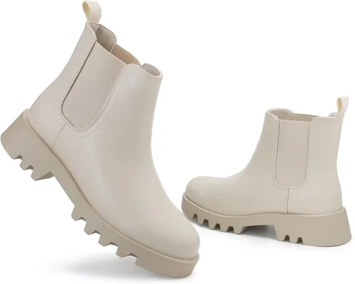 Miniatura 4 de firelli Botines Chelsea Combat para mujer, botines de invierno sin cordones