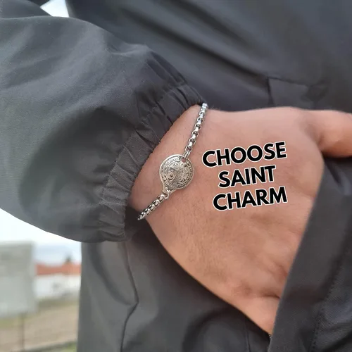 Miniatura 2 de St Benedict Medallion Medal Chain Stainless Steel Bracelet