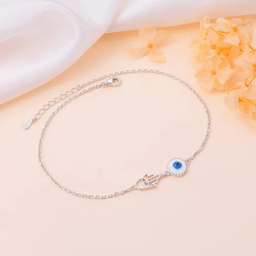Miniatura 7 de DAOCHONG Tobillera para mujer de plata de ley S925 ajustable con cadena de pie y tobilleras