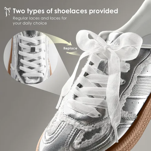 Miniatura 5 de Vilanva Zapatillas de moda con detalle de encaje para mujer, zapatillas casuales cómodas de vestir con suela de goma retro, calzado de moda