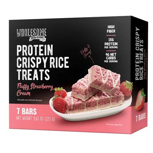 Miniatura 20 de Barritas de Arroz Crujiente de Proteína, 15g de Proteína, 3g-7g de Carbohidratos Netos, Bajo en Carbohidratos, Esponjoso, Suave, Gomoso, Sin Gluten