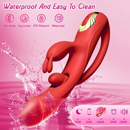 Miniatura 6 de Vibrador de conejo para mujer, vibrador 3 en 1 de punto G y clítoris con 10 modos, vibrador de silicona impermeable de doble estimulación, diseño