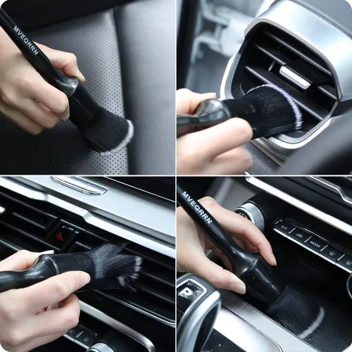 Miniatura 5 de MVEQRRN Juego de 6 cepillos para detalles de automóvil - 2 cepillos de cerdas de jabalí para detallado de automóvil, 2 cepillos de detalles ultra