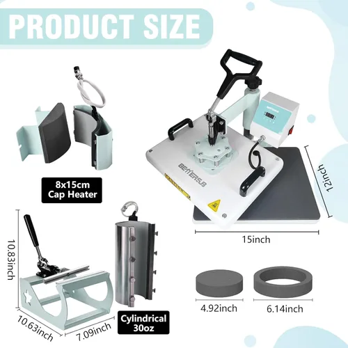 Miniatura 3 de BetterSub - Máquina de prensa de calor 5 en 1 de 12 x 15 pulgadas, prensa de sublimación de calidad industrial con accesorio para vaso de 30oz