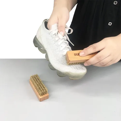 Miniatura 2 de Cepillos limpiadores de zapatos deportivos, cepillo de limpieza de madera con cerdas de jabalí, limpia la suciedad y la suciedad de los zapatos