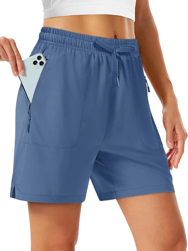 Miniatura 19 de TACVASEN Pantalones cortos de senderismo de 5 pulgadas para mujer, de secado rápido, ligeros, UPF 50+, pantalones cortos deportivos con bolsillos