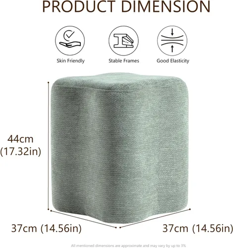 Miniatura 2 de Get Set Style Otomana con forma de flores de 14.4 pulgadas, moderno taburete otomano de felpilla para sala de estar, cómodo puf extra para sentarse