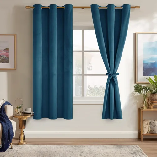 Miniatura 66 de JIUZHEN - Cortinas de terciopelo gris de 63 pulgadas opacas para sala de estar - Cortinas gruesas de terciopelo con ojales para ventana