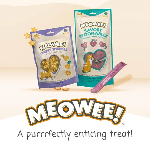 Miniatura 11 de MEOWEE! Starry Spinners - Golosina para gatos, 2.8 onzas, regalo 2 en 1 y juguete hecho con pollo real, hígado de pollo y hierba gatera, fomenta