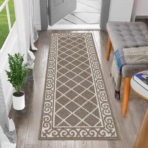Miniatura 8 de HEBE Alfombra Pasillo Lavable 20"x59" Tapete Interior para Puerta Corredores, Alfombra Pasillo Antideslizante Atrapa Suciedad Tapetes de Piso Café