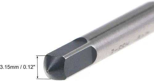 Miniatura 4 de uxcell M2 x 0.4 espiral flauta rosca, rosca métrica máquina HSS revestimiento de nitruración HSS, vástago redondo con extremo cuadrado, tolerancia