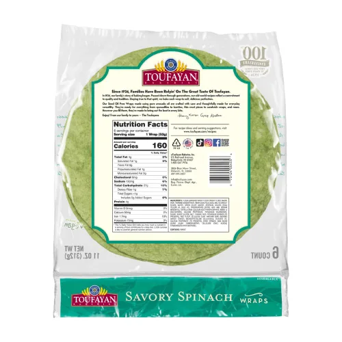 Miniatura 2 de Toufayan Bakeries, Savory Spinach Tortilla Wraps Vegano Sin colesterol Kosher (paquete de 3, 18 envolturas en total)