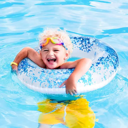 Miniatura 5 de Hungdao 4 piezas de flotadores inflables con purpurina para piscina, tubo de confeti y bola de playa con purpurina, pelota de playa inflable
