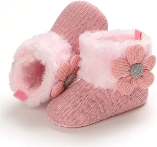 Miniatura 4 de E-FAK Botas para bebé niño y niña, zapatos para recién nacidos, con lazo para nieve, antideslizantes, suela suave, cálidos, para niños pequeños