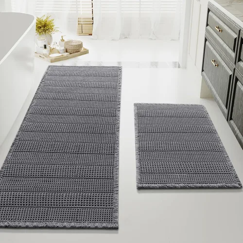Miniatura 42 de H.VERSAILTEX Alfombra de baño de goma eva súper absorbente, alfombras de baño antideslizantes para piso de baño, alfombras de baño lavables a Crema