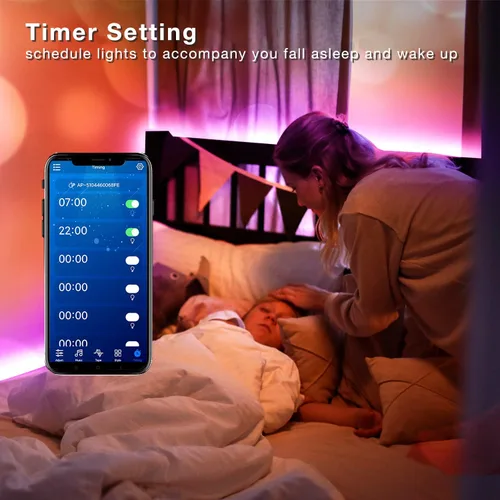 Miniatura 4 de Phopollo - Luces LED de 200 pies para dormitorio, sincronización de música, cambio de color, control inteligente de aplicación con control remoto