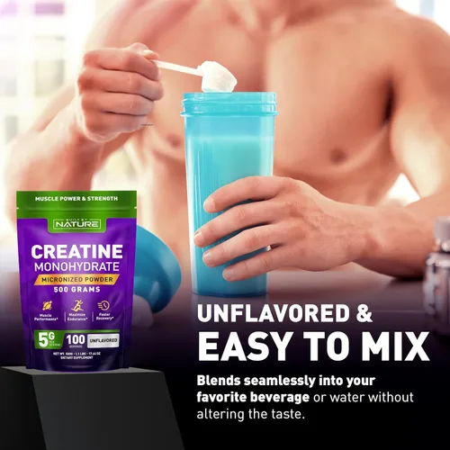 Miniatura 4 de Monohidrato de creatina en polvo, creatina micronizada para hombres y mujeres, suplemento de creatina monohidrato puro, fuerza muscular, rendimiento