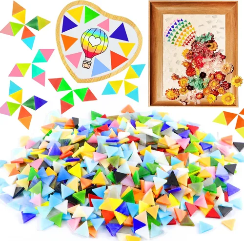 Miniatura 14 de 1100 Piezas de Azulejos de Mosaico, Azulejos de Mosaico de Vidrio para Manualidades al Por Mayor, Piezas de Vidrio de Mosaico Teñido, Suministros