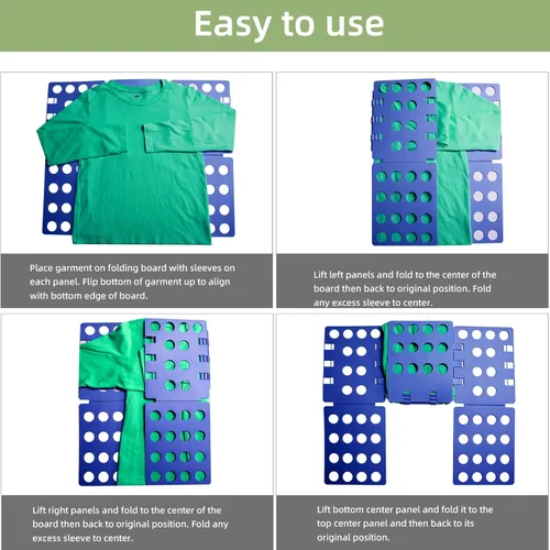 Miniatura 4 de GYE Tabla Plegable para Camisetas Carpeta de Ropa Organizador de Lavandería Herramienta Duradera de Plástico Tabla Plegable Fácil y Rápida para Azul