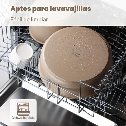 Miniatura 5 de SENSARTE Juego de ollas y sartenes de cerámica de 17 piezas, antiadherentes con mango desmontable, utensilios de cocina de inducción con mango
