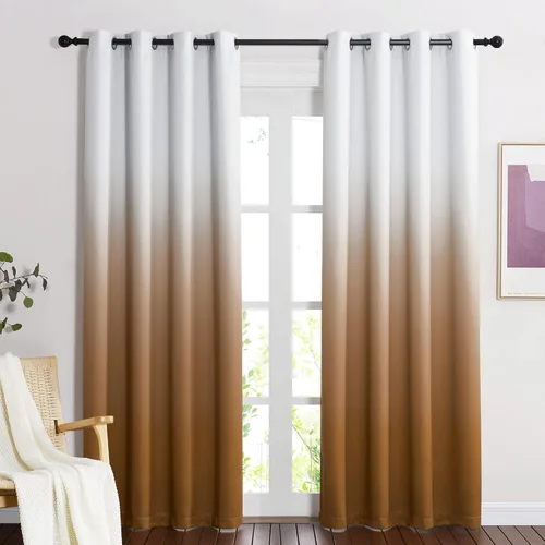 Miniatura 10 de NICETOWN Cortinas Oscurecedoras de 84 pulgadas de Largo para Sala de Estar, Cortinas de Privacidad Ombré Blanco y Negro con Ojales para Blanco a