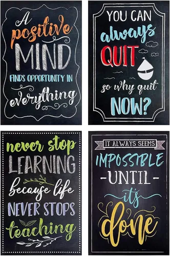 Miniatura 6 de Juvale Paquete de 20 carteles motivacionales de 13 x 19 pulgadas para el aula, decoración de pared estilo pizarra, decoración de aula, decoración