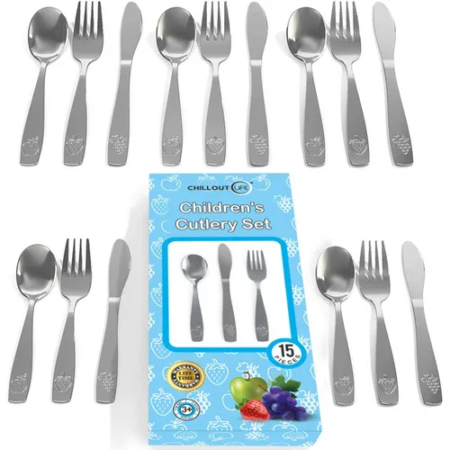 Miniatura 12 de CHILLOUT LIFE Juego de cubiertos para niños de acero inoxidable 12 piezas - Cubiertos seguros para niños y niños pequeños - Juego de utensilios