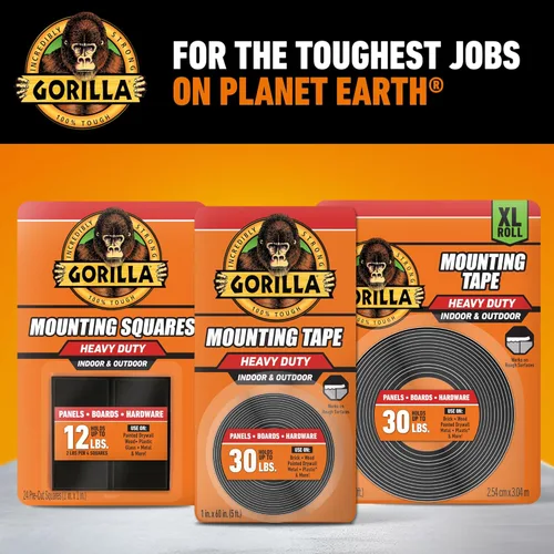 Miniatura 8 de Gorilla - Cinta de montaje resistente de doble cara; resistente a la intemperie; 1 x 60 pulgadas; negro; (paquete de 2)