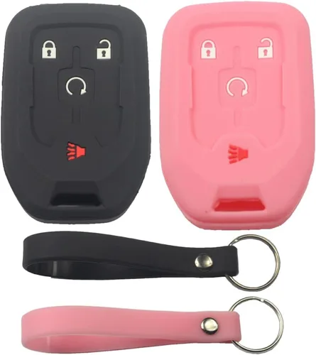 Miniatura 10 de 2 fundas de silicona de goma negra con 4 botones para llavero inteligente sin llave compatible con GMC Acadia Terrain 2017-2022, 2 piezas negro