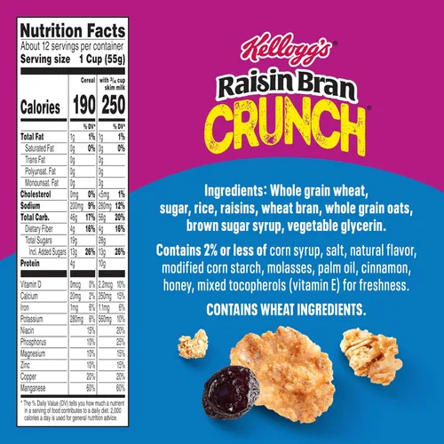 Miniatura 2 de Kellogg's Raisin Bran Crunch Breakfast Cereal, Good Source of Fiber, Giant Size, 24.5 oz