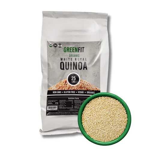 Greenfit Royal - Quinoa blanca orgánica sin OMG, sin gluten, vegana y orgánica, proteína completa, alta fibra, quinua blanca baja en calorías | (25